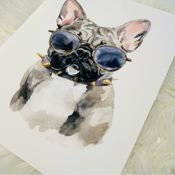 Watercolor French Bulldog Pet Dog Wall Art Illustration Print Poster Unframed - Picture 13 of 14